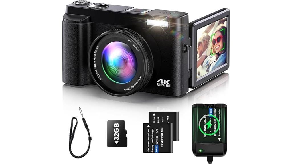 4k camera with flip screen