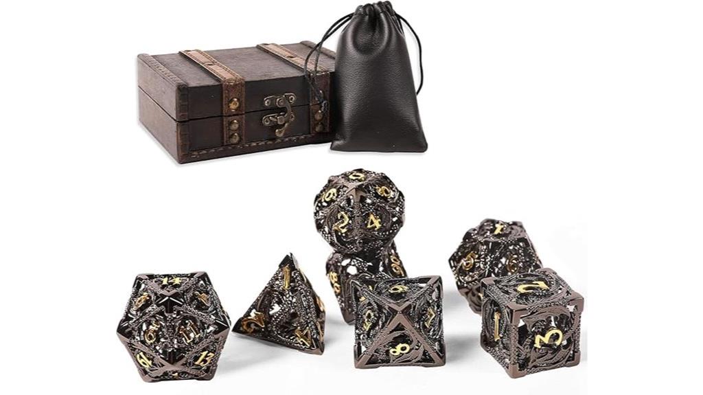 copper polyhedral dice set