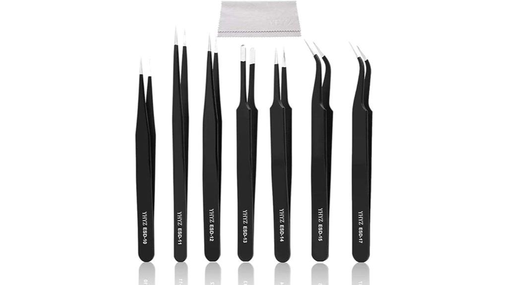 precision anti static tweezers set