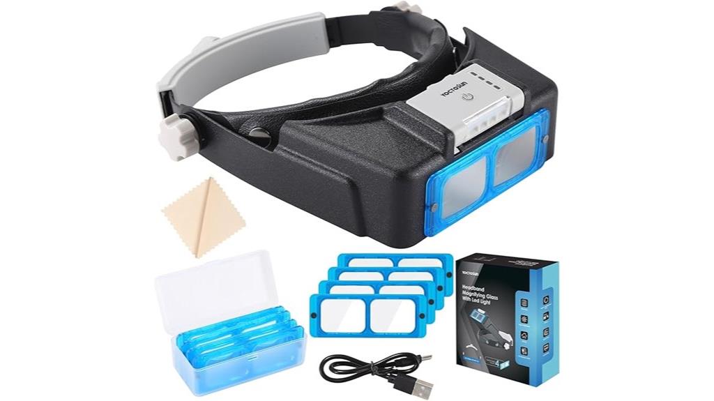 rechargeable headband magnifier with light