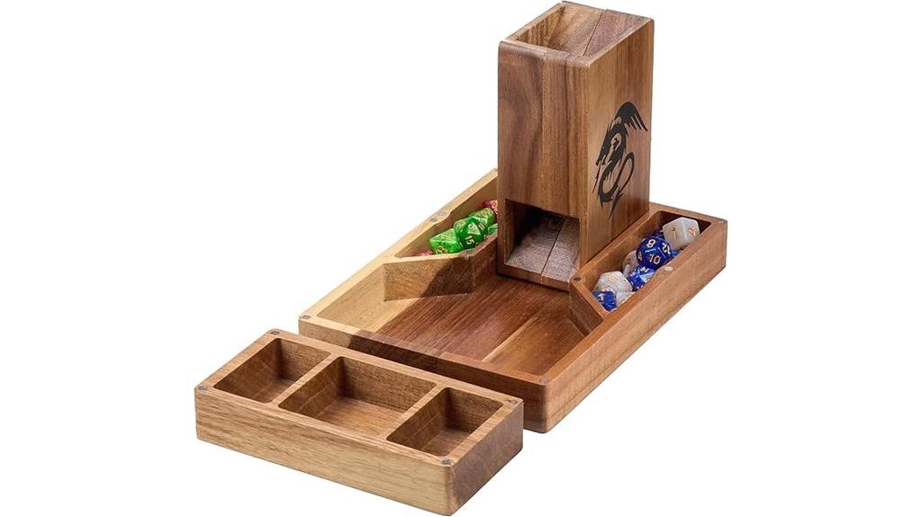 wooden dice tower tray