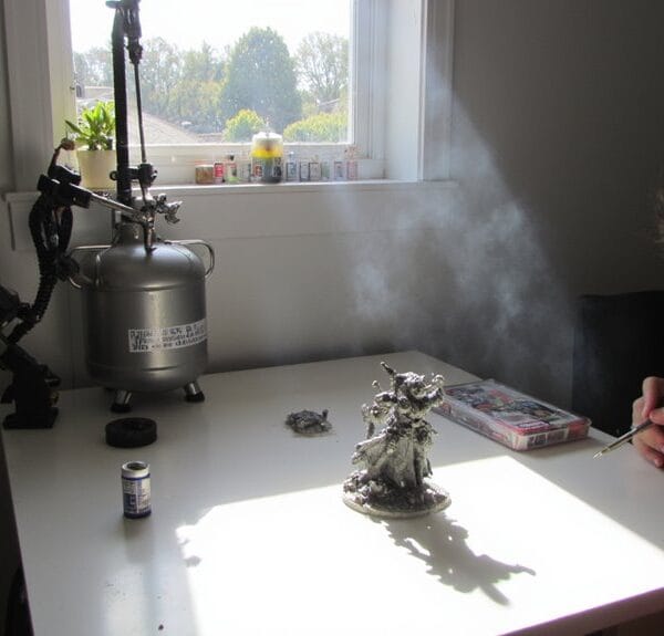 airbrush miniatures indoors effectively