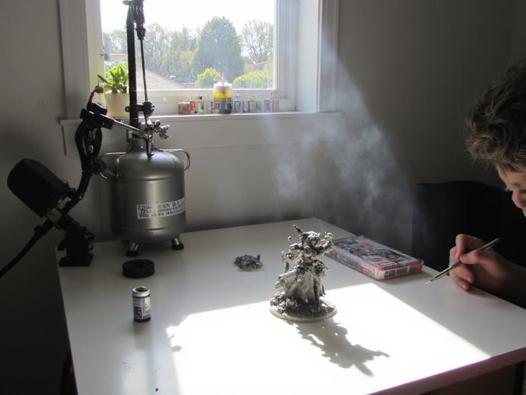 airbrush miniatures indoors effectively