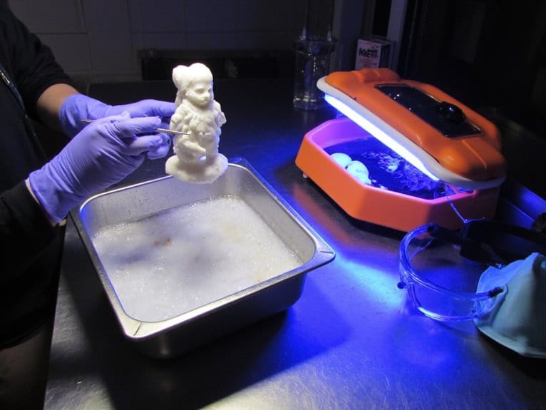 safely clean and cure resin